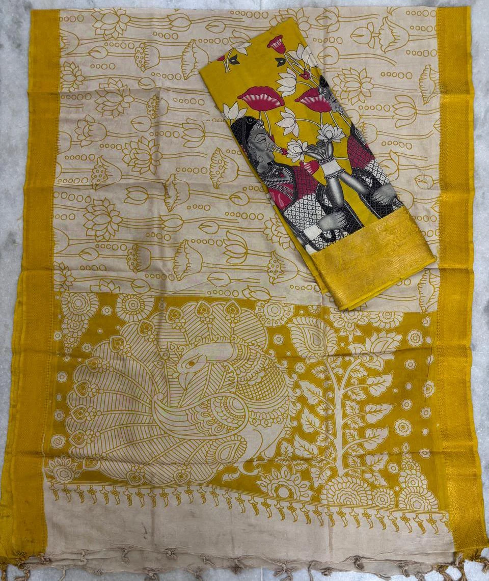 Mangalagiri Pattu With Kanchi Border Dress Material